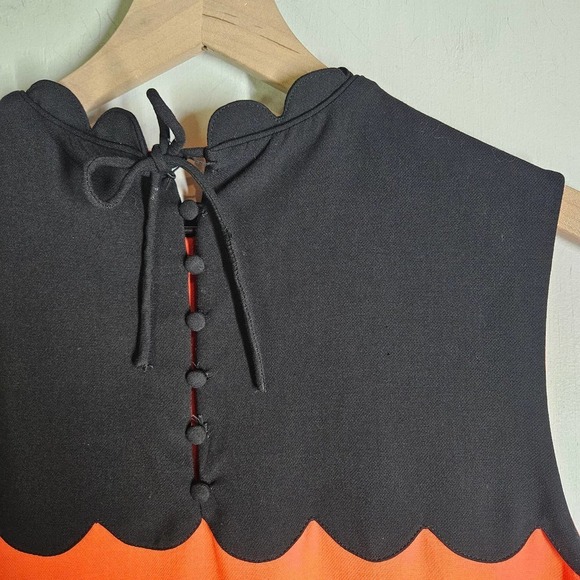 Victoria Beckham x Target Scalloped Shift Peplum Dress L Orange Black Sleeveless - Picture 8 of 12